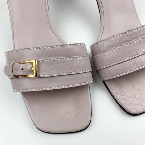 The Look Randolph Duke Sandals Slip On Pink Leather Kitten Heels Women's 6.5 - Picture 4 of 12